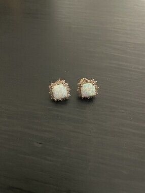 Opal Halo Stud Earrings - Rose Gold